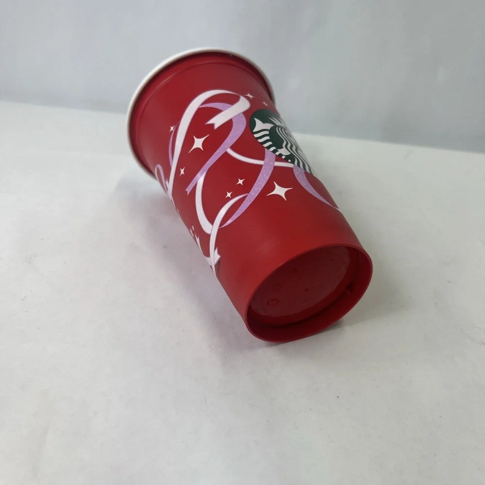 Rare Starbucks Logo 50th‎ Anniversary Christmas Red Plastic Tumbler with Lid